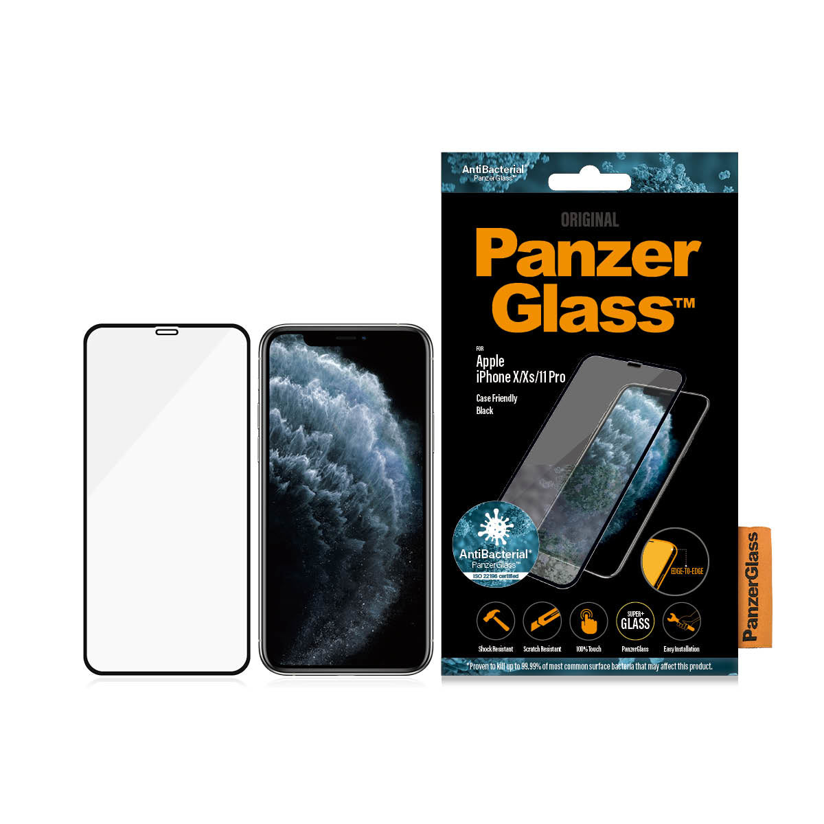 PanzerGlass Displayschutzglas – für Apple iPhone X/Xs/11 Pro – kratzresistent, anti-fingerprint, Hartglas