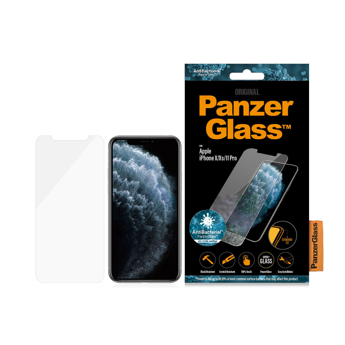 PanzerGlass Displayschutzglas – für Apple iPhone X/Xs/11 Pro, Hartglas, Transparent