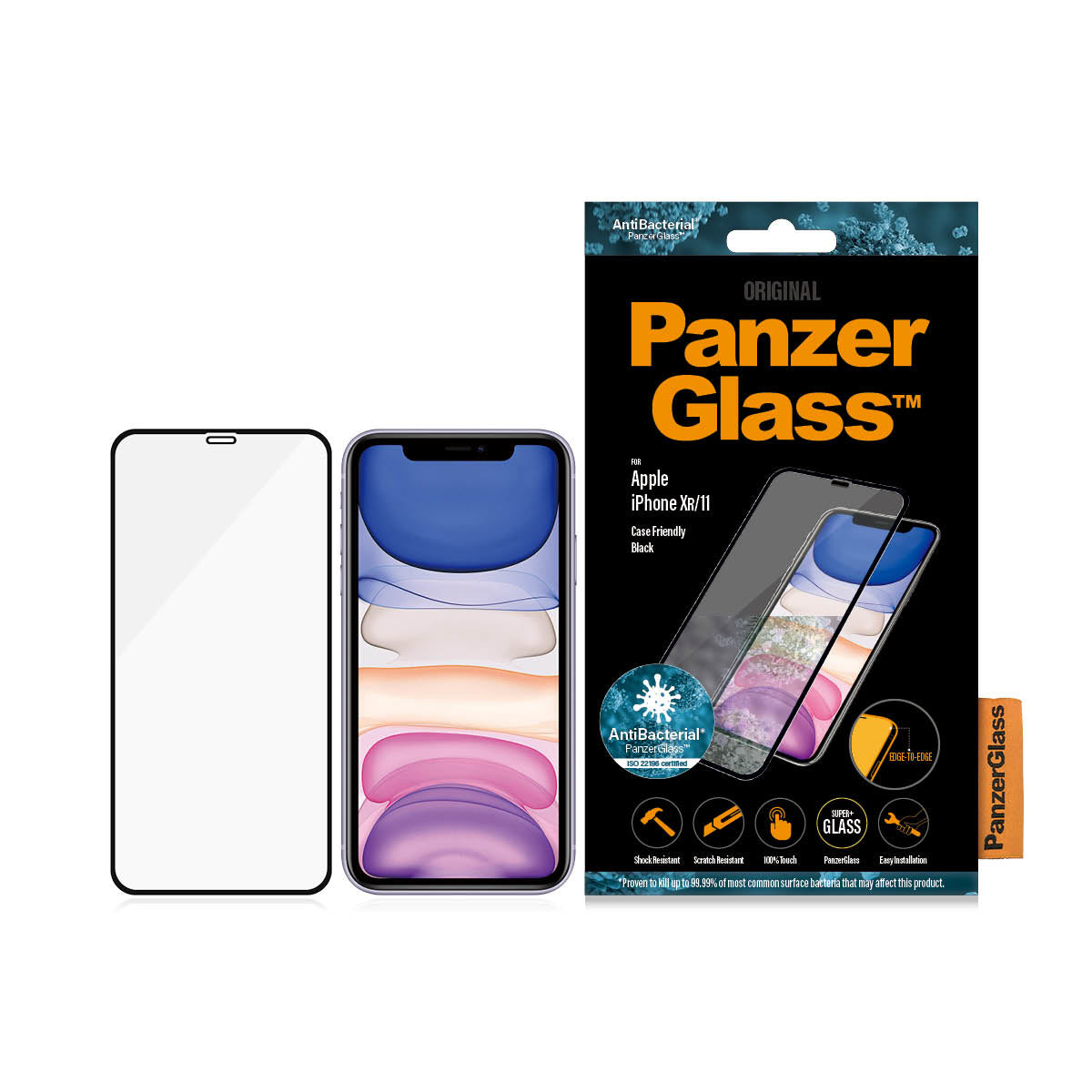 PanzerGlass Displayschutz (Panzerglas), Case Friendly – für iPhone XR/iPhone 11