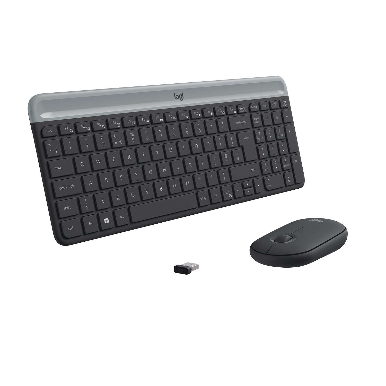Logitech 920-009194 – Tastatur-Maus-Set – AZERTY (BE) – RF 2,4 GHz, Full-Size, USB-A Nano, Graphit