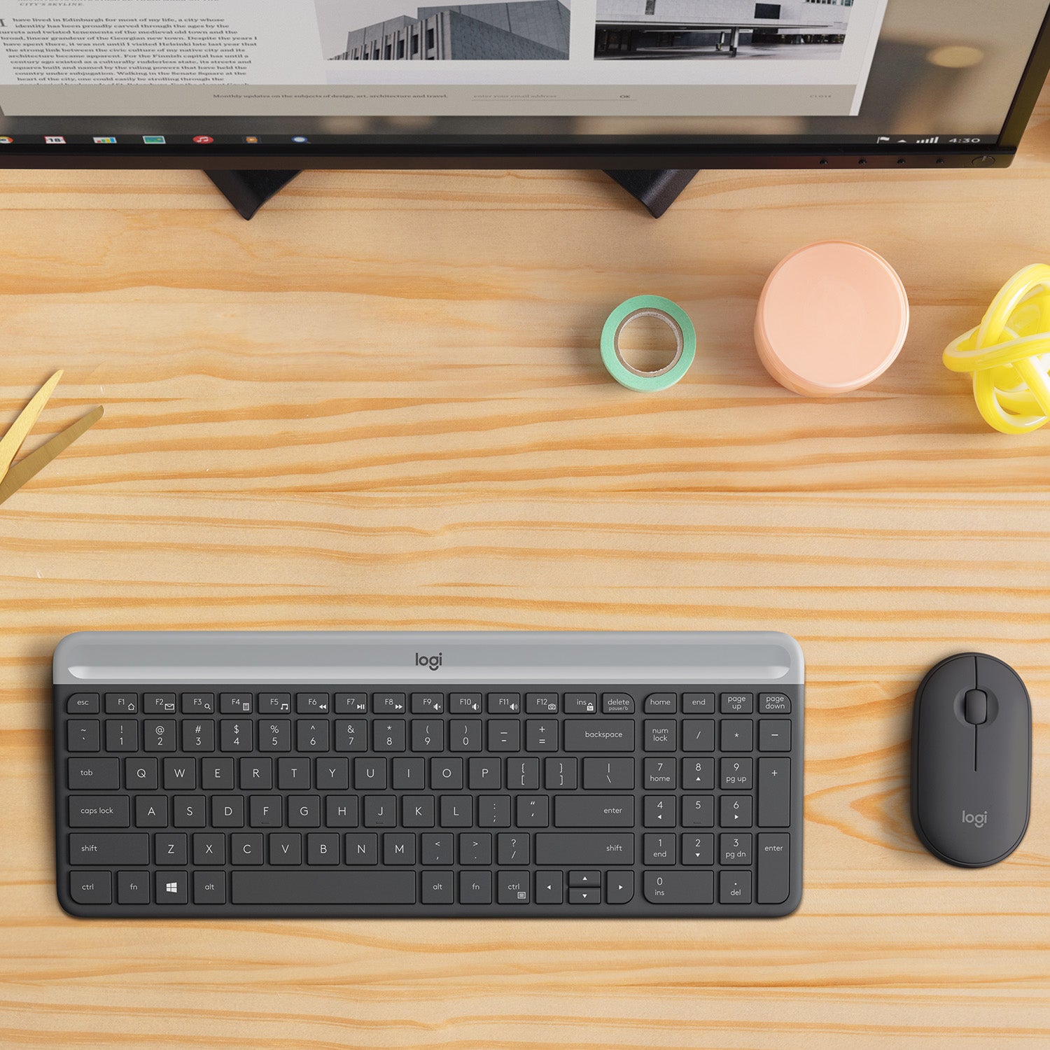 Logitech 920-009194 – Tastatur-Maus-Set – AZERTY (BE) – RF 2,4 GHz, Full-Size, USB-A Nano, Graphit