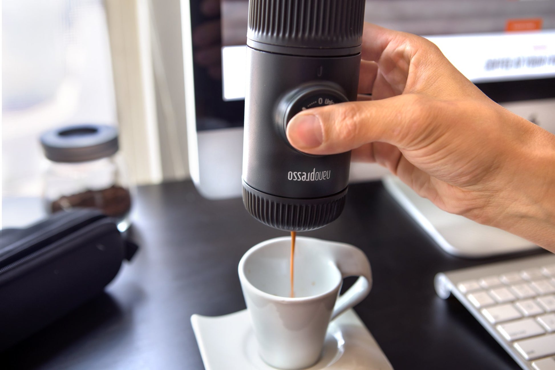 Wacaco Nanopresso Kapselmaschine – für Nespresso, 0,1 l, anthrazit, 6,2 × 15,6 × 7,1 cm