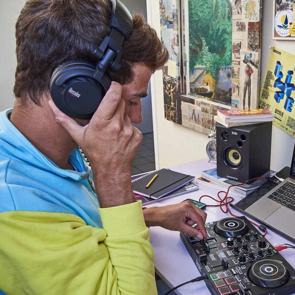 Hercules HDP DJ45 DJ-Kopfhörer – Over-Ear, Kabelgebunden, 3,5 mm Klinke, Schwarz