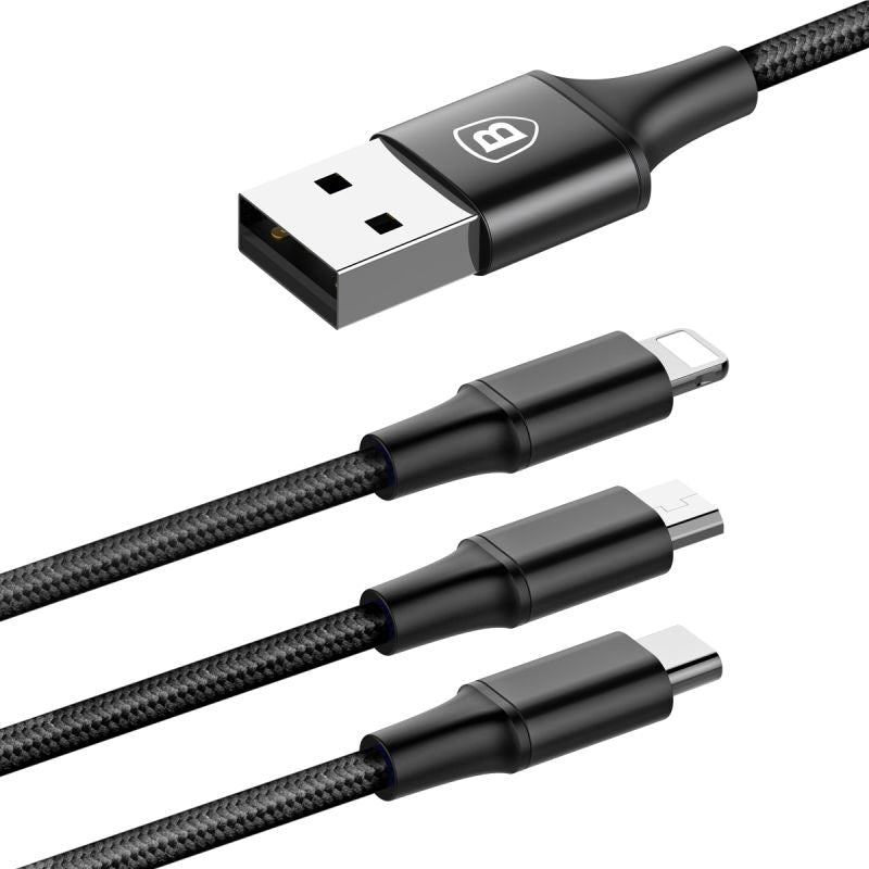 Baseus USB-Kabel, Lightning, USB-C, Micro-USB, 1,2 m, USB 2.0