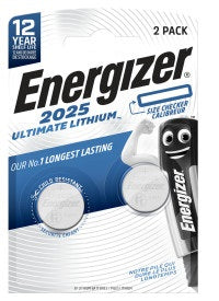 Energizer Knopfzellen CR2025, Lithium-Mangandioxid, 3 V – 2 Stk.