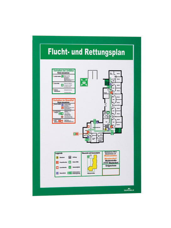 Durable Selbstklebender Info-Rahmen – DIN A4 – Grün – 10er Pack