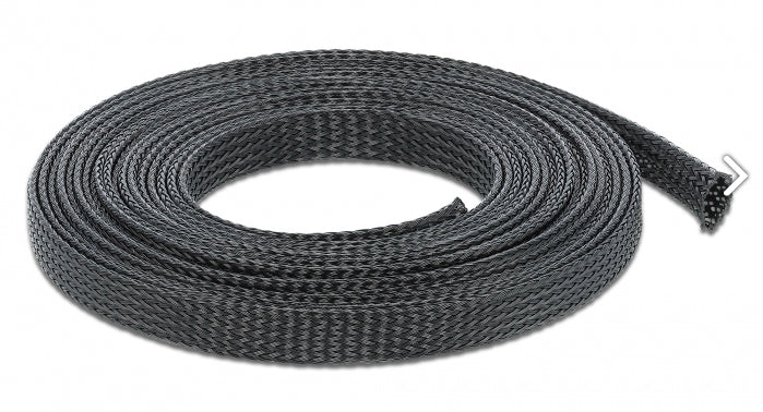 DeLOCK Kabelschlauch – Ø 12 mm – 5 m – Polyester – Schwarz, zuschneidbar, 1 Stk.
