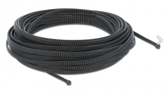DeLOCK Kabelschlauch, Ø 3 mm (Ø 1–6 mm), 10 m, elastisch, dehnbar, schneidbar, hitzebeständig – schwarz