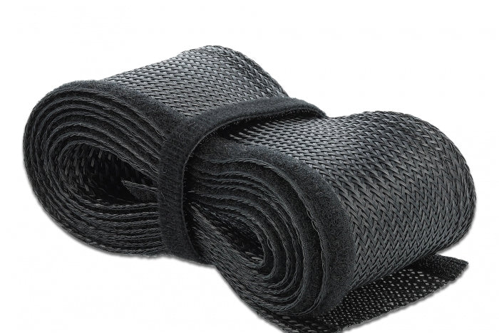 DeLOCK Kabelschlauch, Ø 19 mm × 2 m, zuschneidbar, Klettverschluss – schwarz