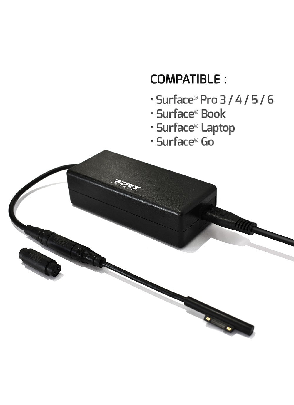 Port Designs 900102 Netzteil 60 W – 12–15 V – für Surface Pro 3, Surface Pro 4 und andere – schwarz