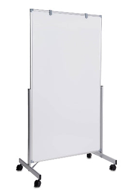 MAUL Whiteboard – 100 × 180 cm, Melamin, magnetisch, Aluminiumrahmen, silber, mobil