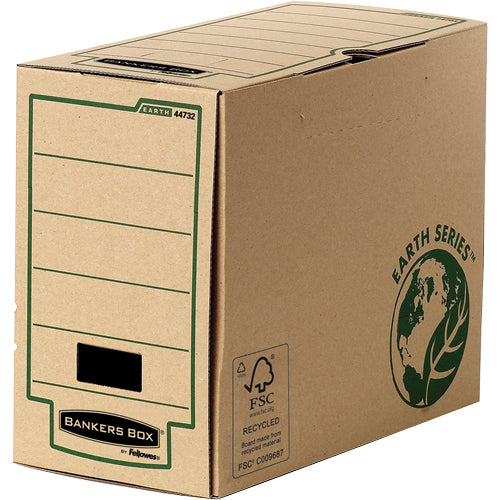 Fellowes Archivschachtel – für A4, B 150 × H 350 × T 260 mm, stapelbar, braun/grün, Papier, 20 Stück