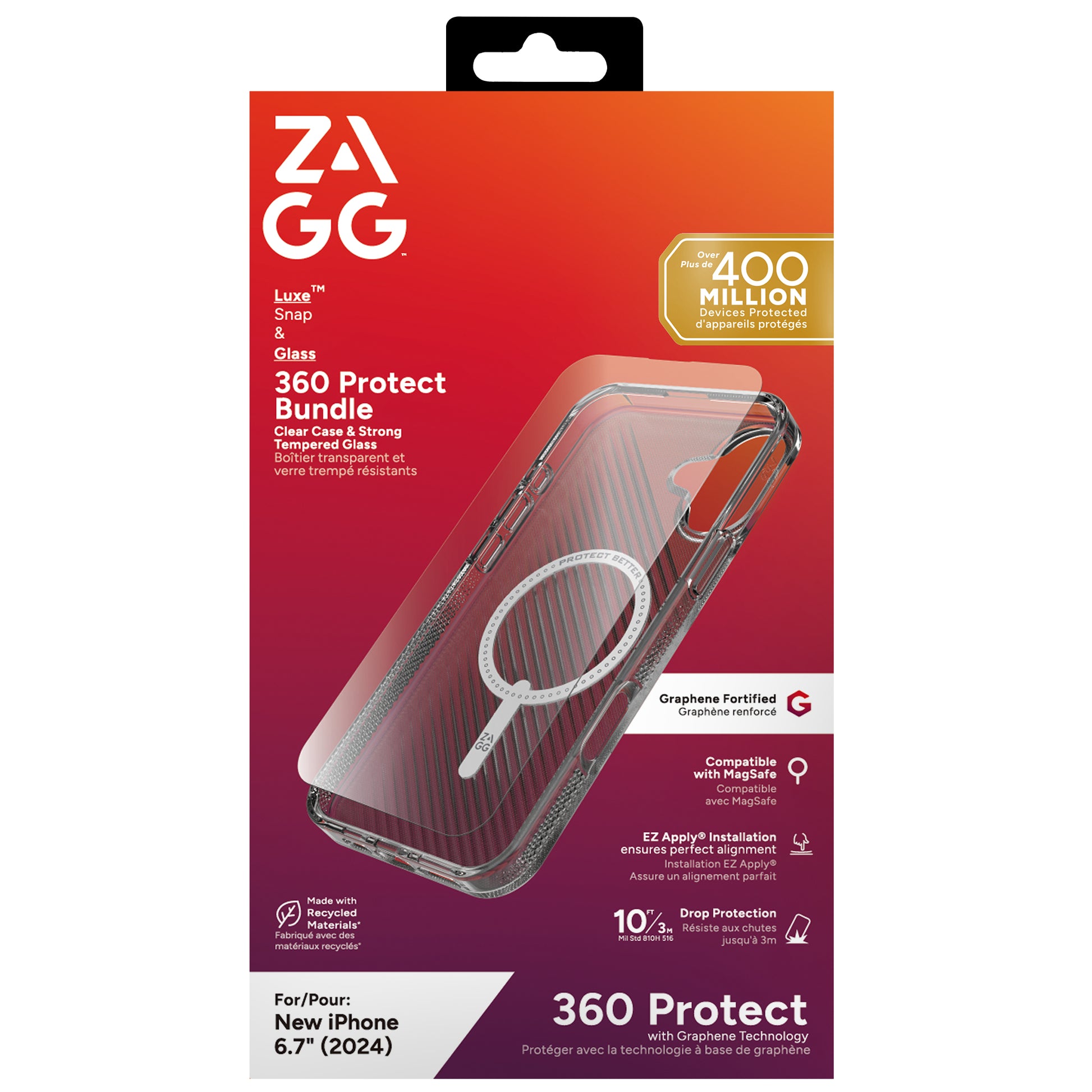 ZAGG Backcover Luxe – für Apple iPhone 16 Plus – transparent, Snap-/Lock-Verschluss