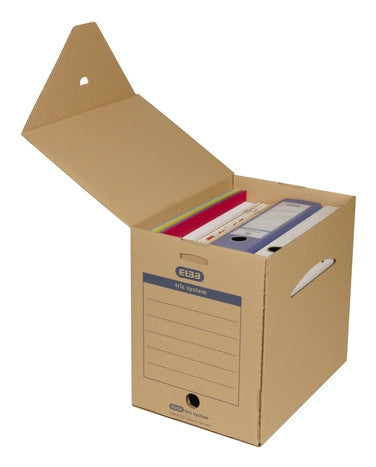 Elba Archivschachtel – für A4, B 236 × H 308 × T 333 mm, mit Verschlusslasche, hellbraun, 6 Stück