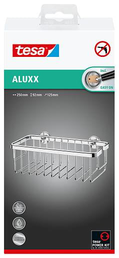 TESA Aluxx Duschablage – Klebemontage – 25 × 9,2 × 12,5 cm – Chrom – Aluminium