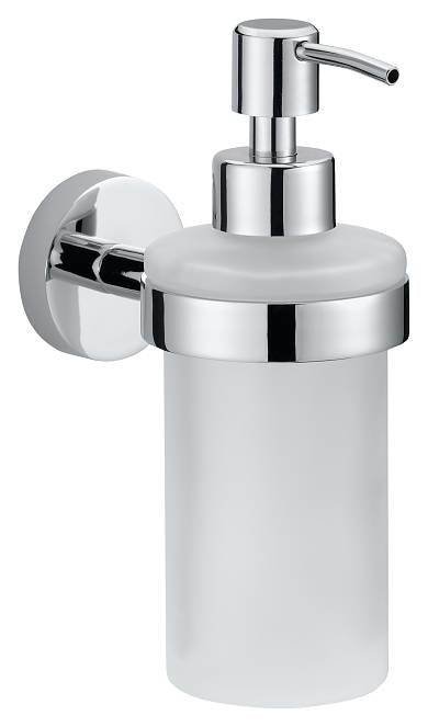 Tesa Smooz Manueller Seifenspender – Wandmontage – 200 ml, silber, satiniertes Glas
