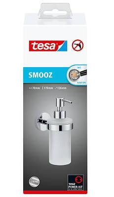 Tesa Smooz Manueller Seifenspender – Wandmontage – 200 ml, silber, satiniertes Glas