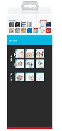 TESA WC-Garnitur Smooz – Edelstahl/Glas, Weiss, selbstklebend, 13,5 × 9,5 × 39,5 cm