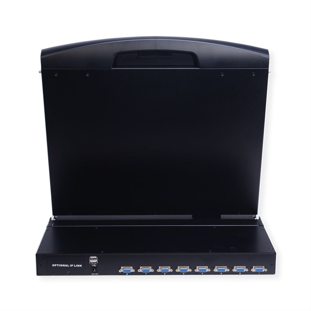 VALUE 19" Rack-LCD-Konsole – 8-Port VGA KVM, 1366 × 768, DE-Layout – 1U