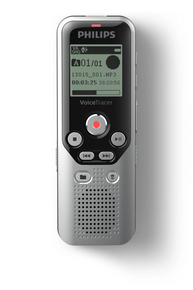 Philips DVT1250/00 – Digitales Diktiergerät, bis 583 h, 8 GB, USB, Line-in, Kopfhörer, Schwarz
