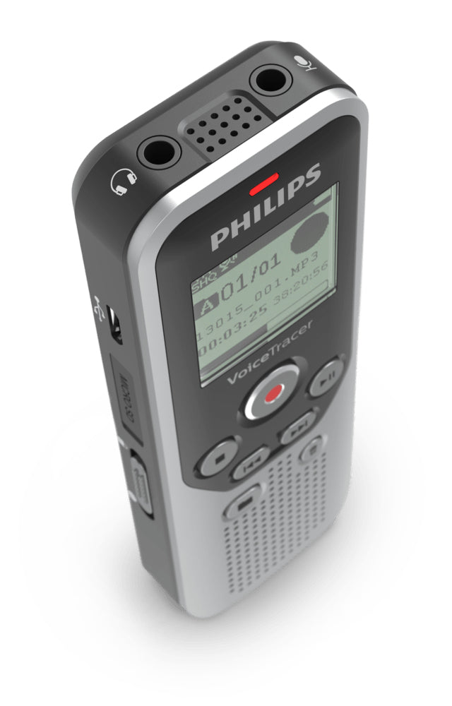 Philips DVT1250/00 – Digitales Diktiergerät, bis 583 h, 8 GB, USB, Line-in, Kopfhörer, Schwarz