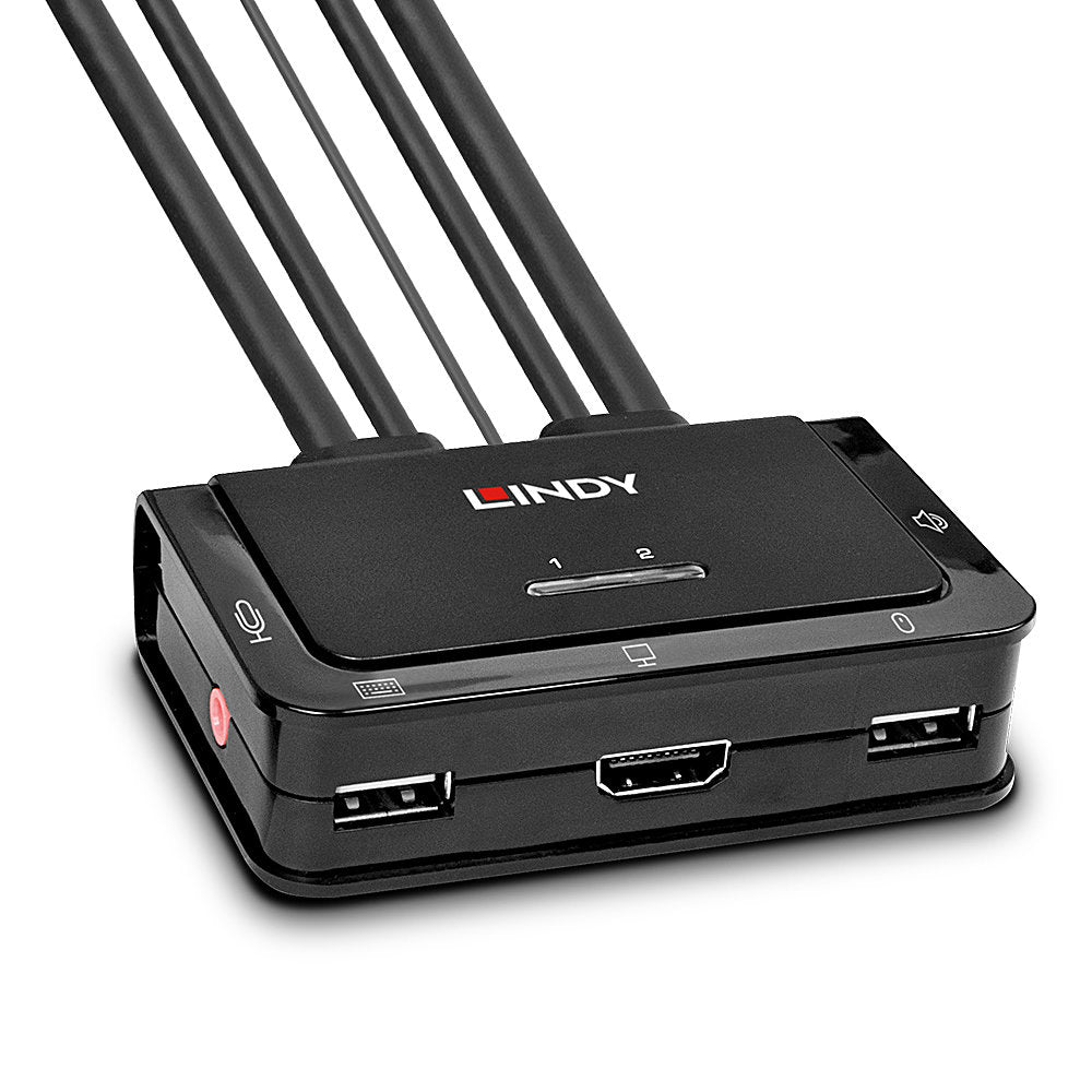 Lindy KVM-Switch 2×1, HDMI/USB 2.0, 18 Gbit/s, Audio