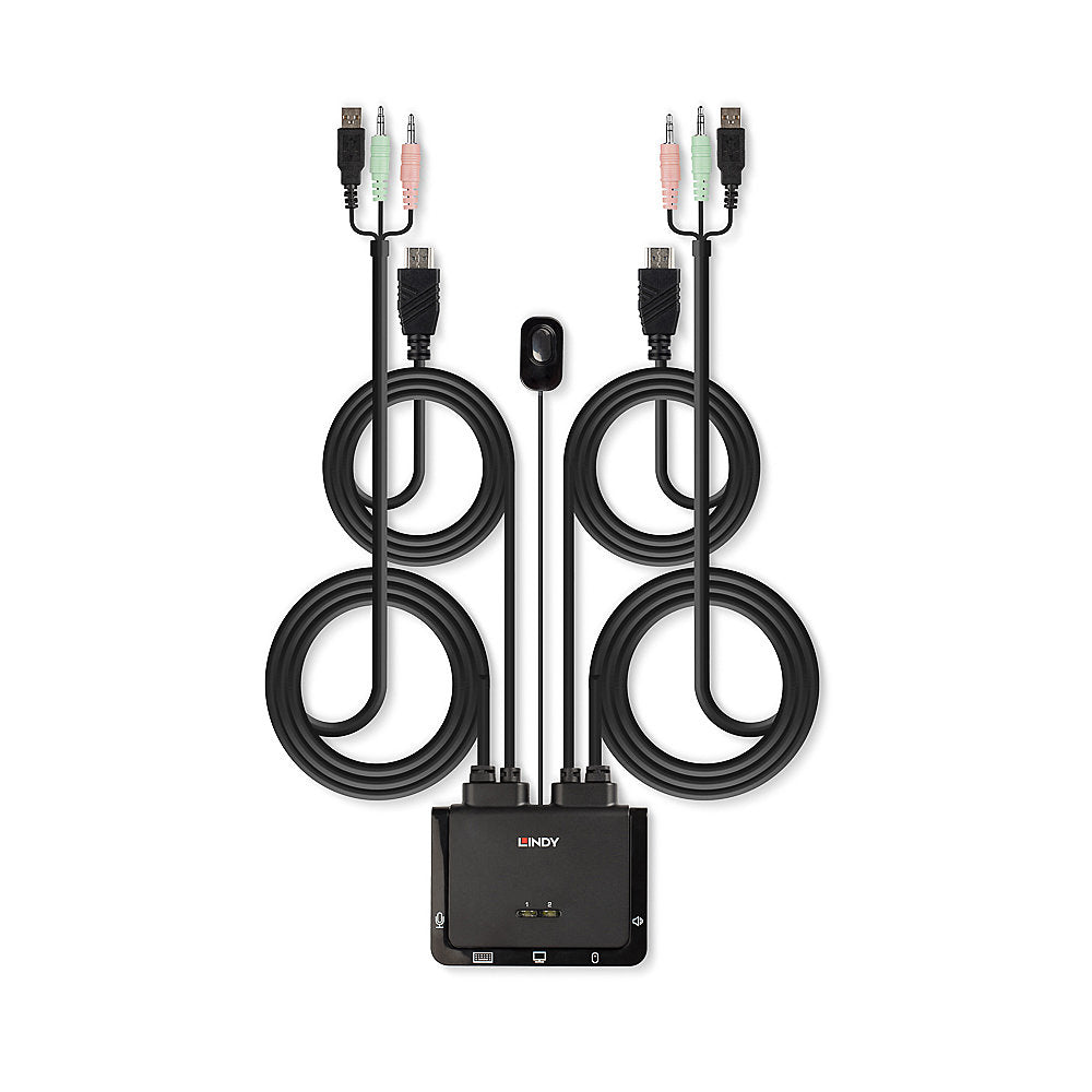 Lindy KVM-Switch 2×1, HDMI/USB 2.0, 18 Gbit/s, Audio