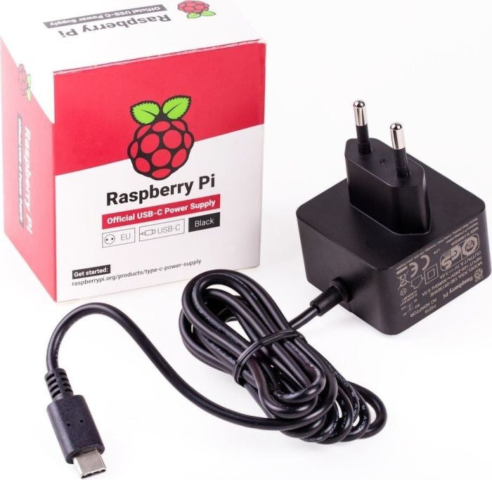 Raspberry Pi 4 USB-Ladegerät 15 W – USB-C×1 – EU-Stecker (Typ C) – für Raspberry Pi 4 Model B – Schwarz