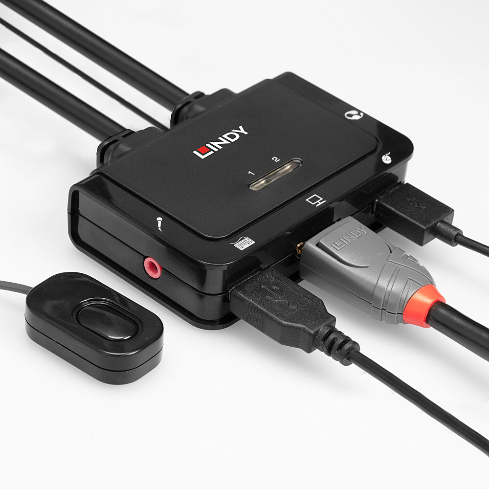 Lindy KVM-Switch 2×1, DisplayPort 1.2/USB 2.0