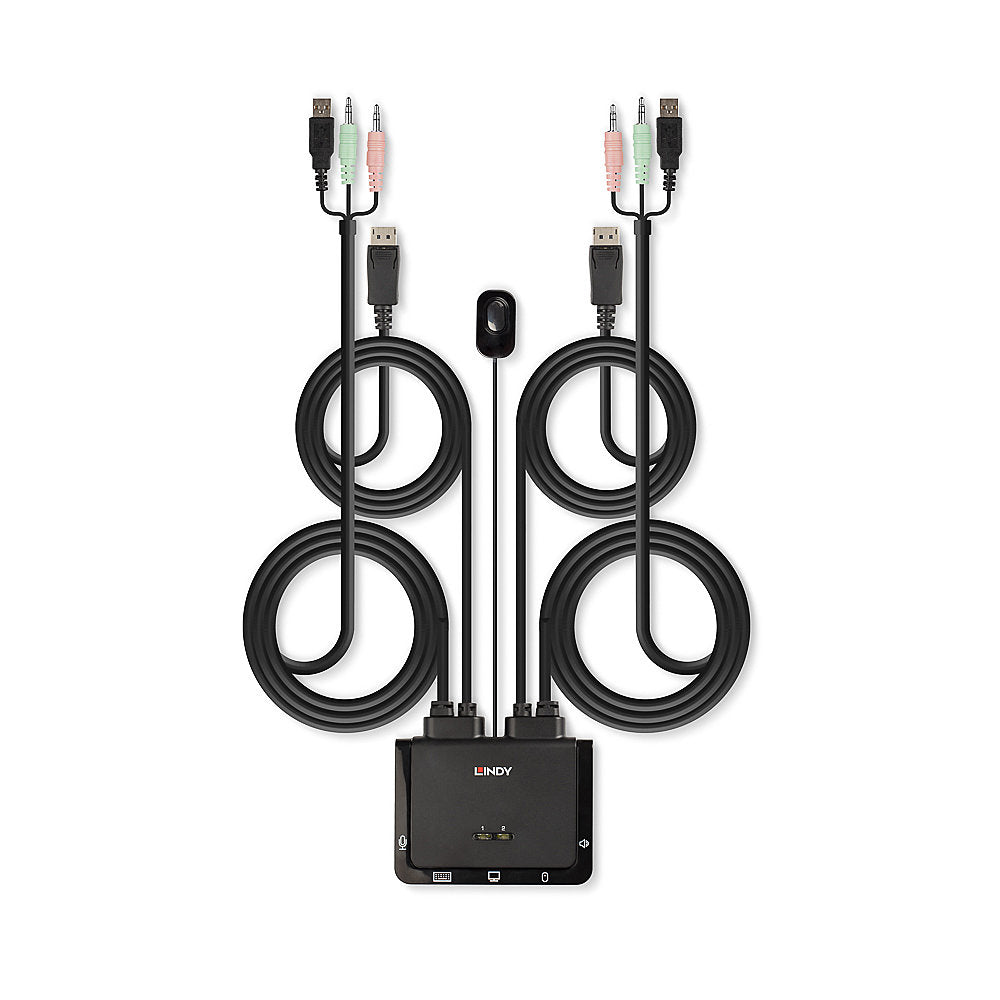 Lindy KVM-Switch 2×1, DisplayPort 1.2/USB 2.0
