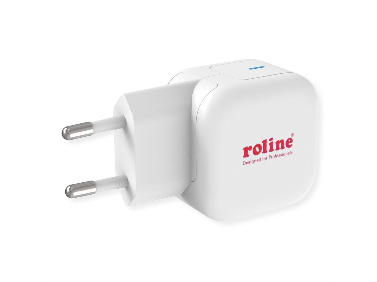 ROLINE USB-Ladegerät 20 W – USB-C×1 – GaN, EU-Stecker (Typ C), Weiss