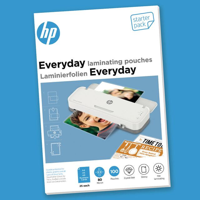 HP 9158 Everyday Laminierfolien A4, A5, A6, Visitenkarten – 80 µm, glänzend, 100 Stück