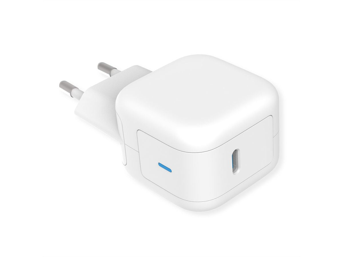 ROLINE USB-Ladegerät 20 W – USB-C×1 – GaN, EU-Stecker (Typ C), Weiss