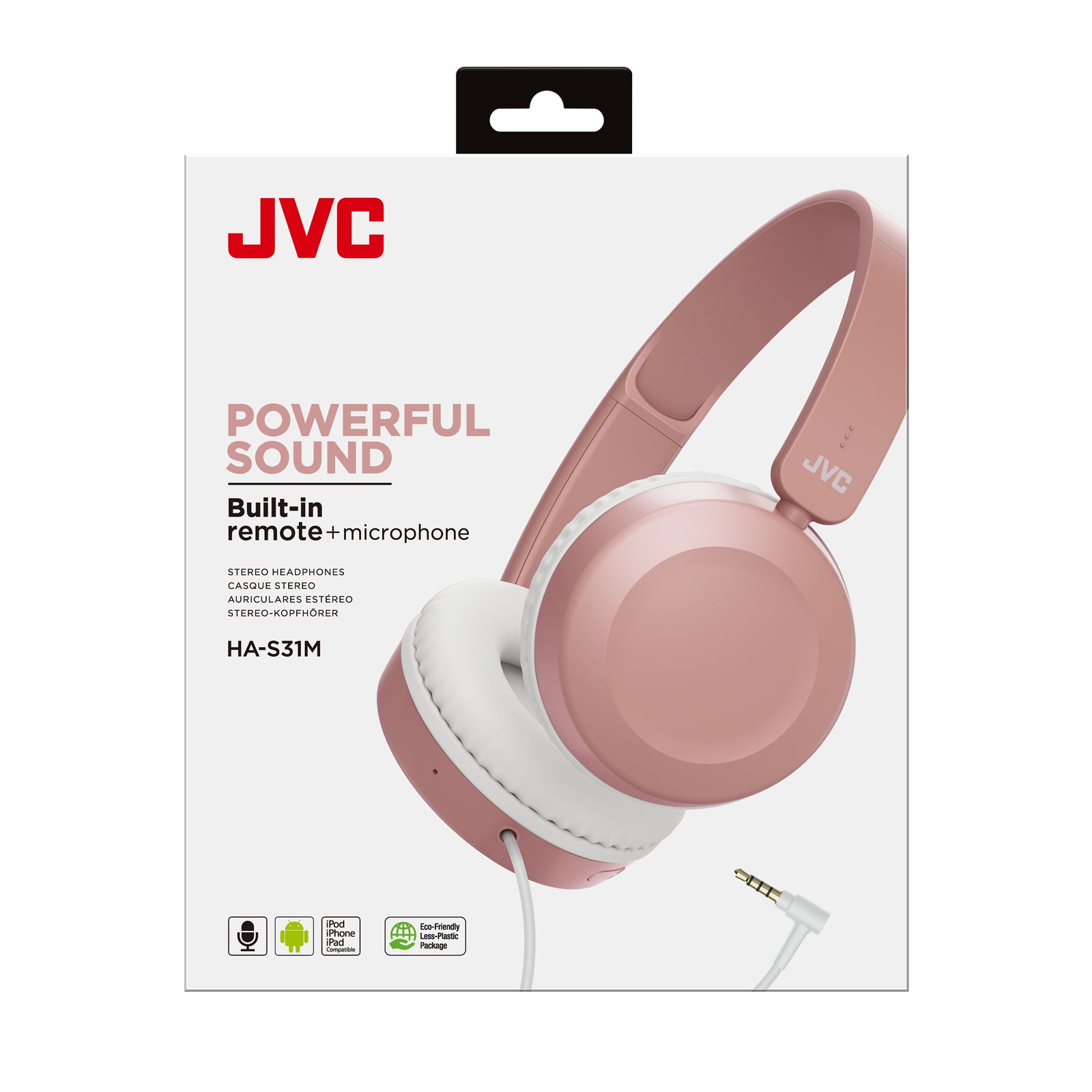 JVC HA-S31M On-Ear Kopfhörer – Stereo, Kabelgebunden, 3,5 mm Klinke, Pink