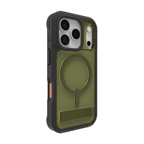 ZAGG Rainier Snap – Backcover – für Apple iPhone 17 Pro, mit Ständer, Graphen, Grün, bis 7 m Sturzsicher