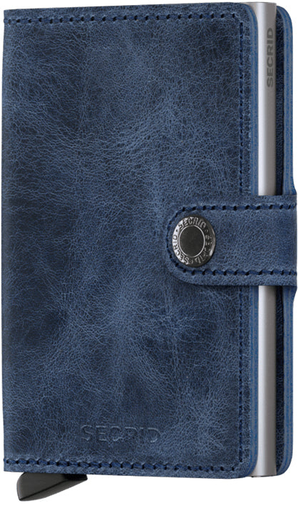Secrid Miniwallet Kartenetui – RFID-Schutz, 10 Karten – Vintage Blue – Echtes Leder – 65 × 102 × 21 mm