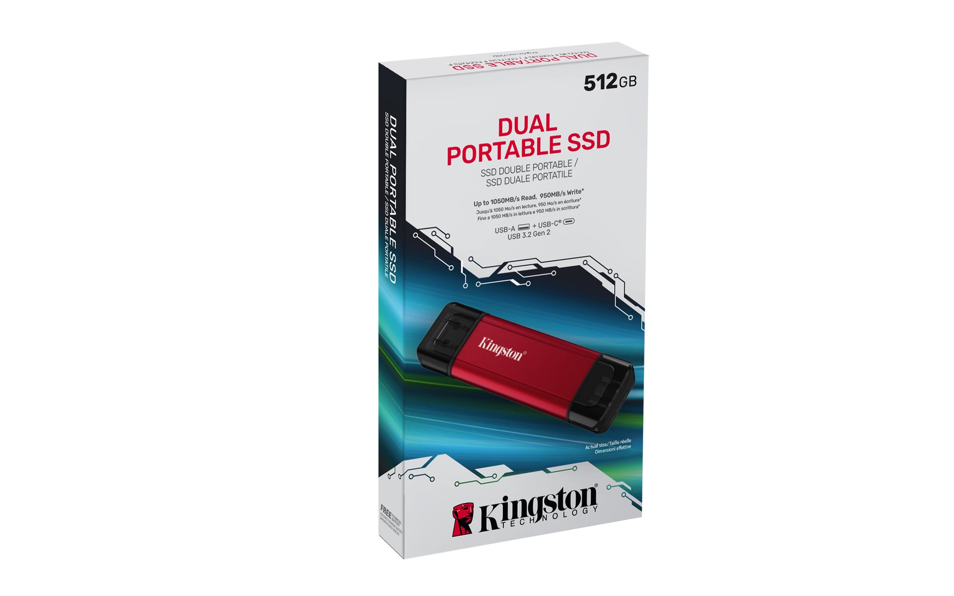 Kingston Technology Kingston Speichergerät – 512 GB, USB 3.2 Gen 2 (USB-A, USB-C), bis 1050 MB/s