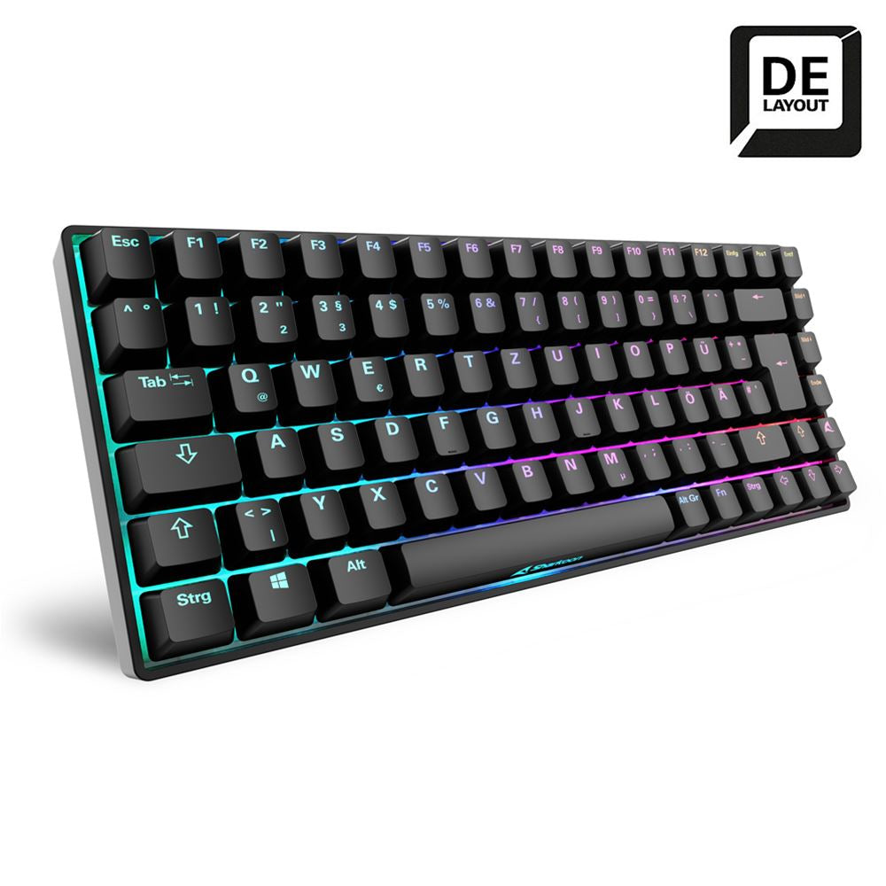 Sharkoon SKILLER SGK50 S3 – Tastatur 75% – Mechanisch (Gateron Yellow) – USB-C – QWERTZ (DE) – RGB – Schwarz