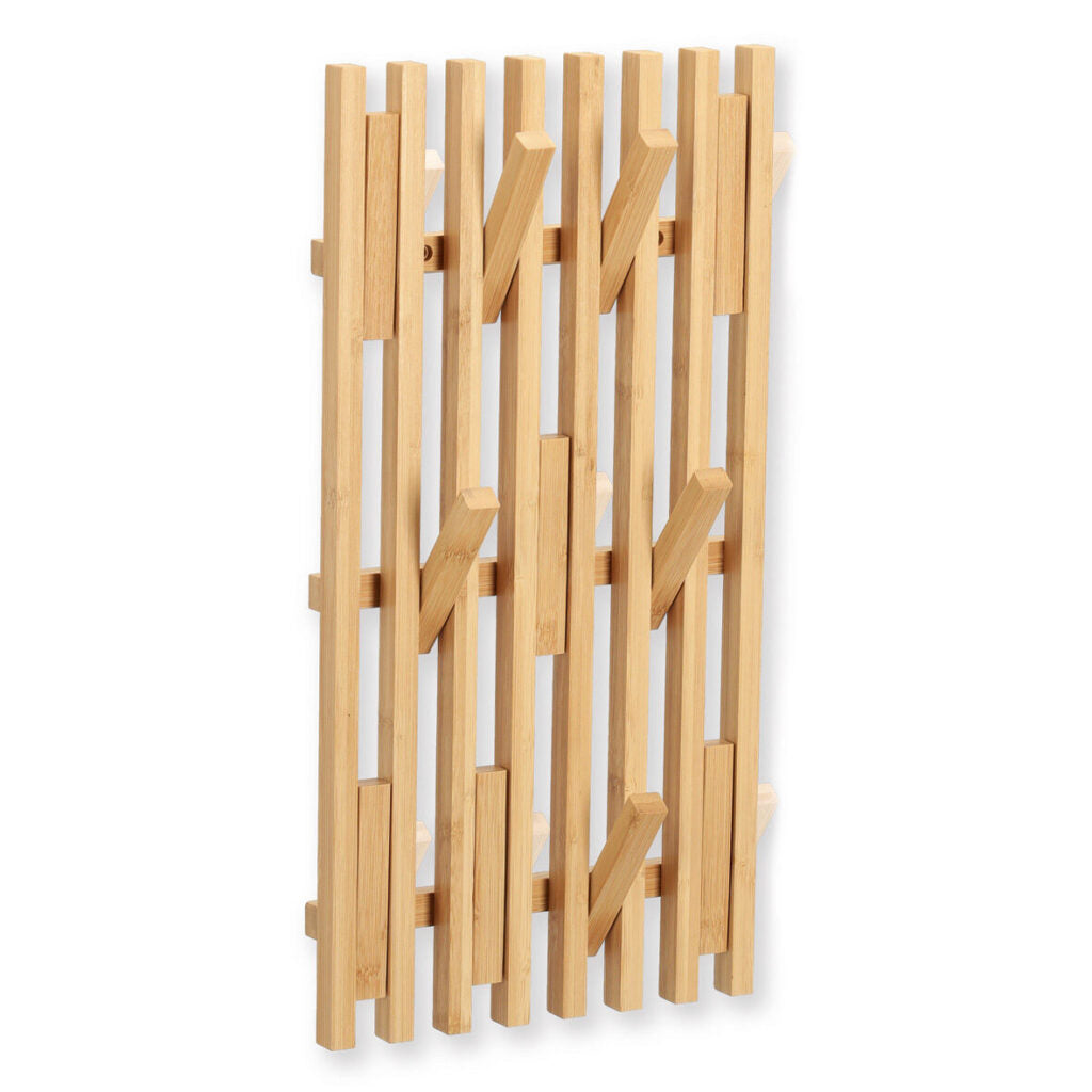 Zeller Present Wandgarderobe – 11 Haken, Bambus, Braun, 3,5 × 25,5 × 50 cm