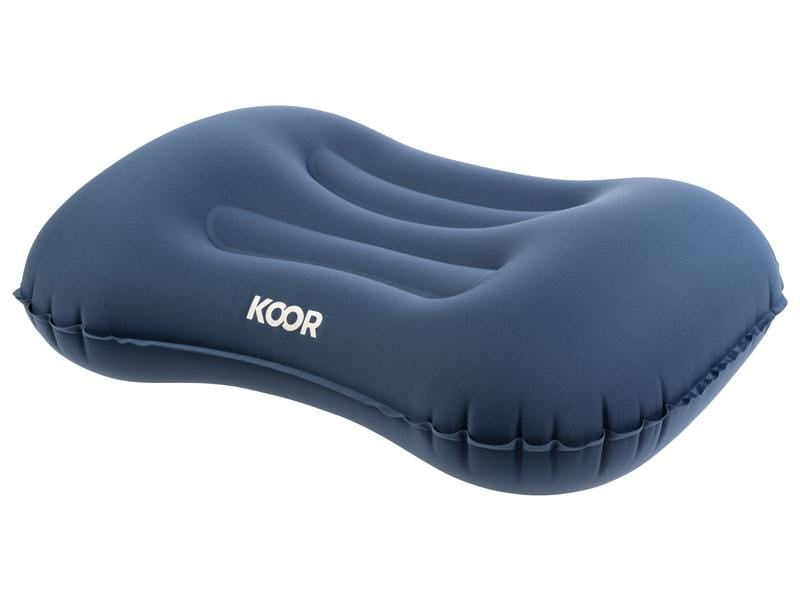 KOOR Reisekissen – 280×90×450 mm – aufblasbar, faltbar – blau – Polyester