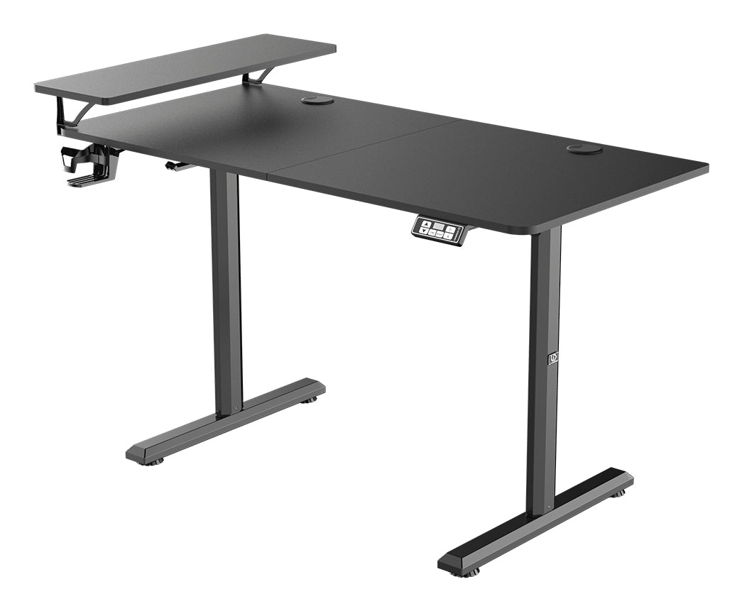 Ultradesk Highlander Gaming-Tisch – 120 × 60,5 cm, elektrisch höhenverstellbar, schwarz, Holz