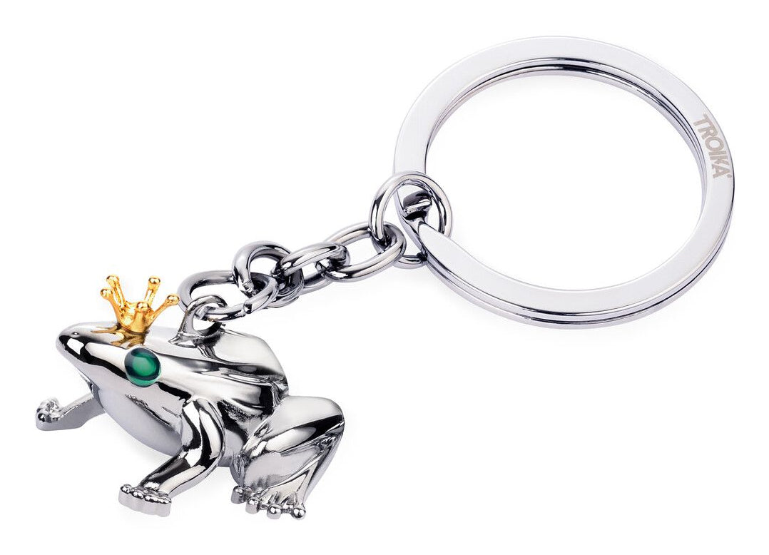 TROIKA Schlüsselanhänger Froschkönig – Metall, Silber, 35 × 78 × 20 mm