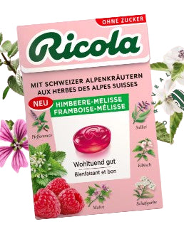 Ricola Kräuterbonbons – Himbeere & Melisse, vegan, glutenfrei – 50 g