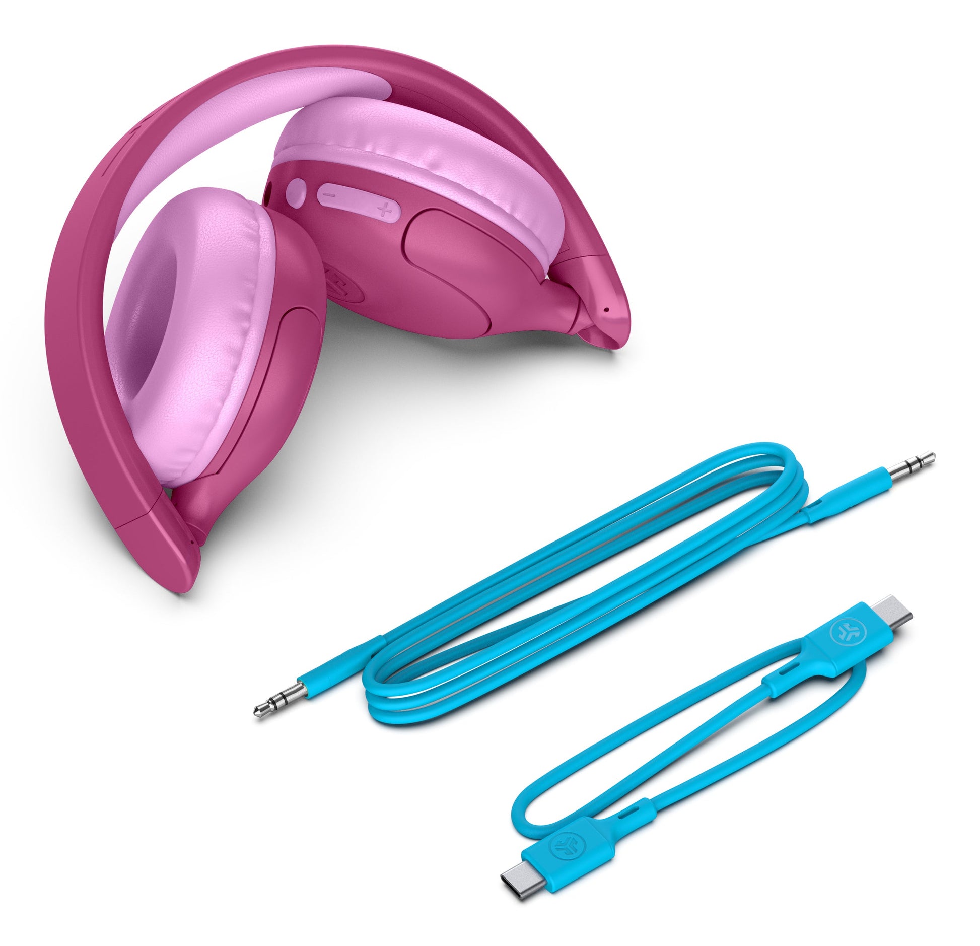 JLab JBuddies Pop Kinderkopfhörer – Over-Ear, Stereo, Kabel + BT, 85/95 dB Lautstärkelimit, Pink
