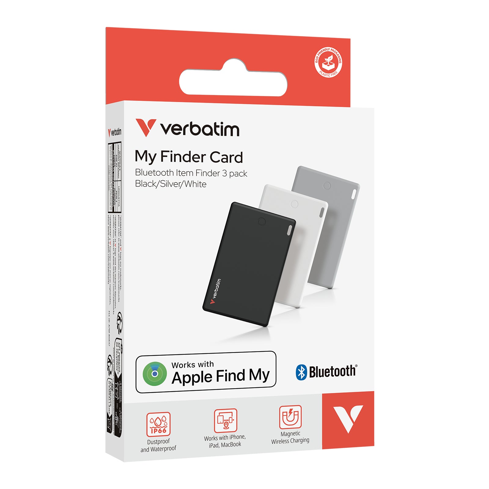Verbatim Bluetooth-Tracker – IP66 – 2er Pack – Schwarz/Weiss/Silber