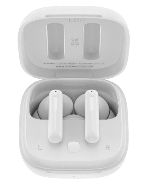 Boompods Bassline Hush ANC TWS In-Ear – Stereo, TWS, ANC, mit Ladecase, Weiss, BT 5.0