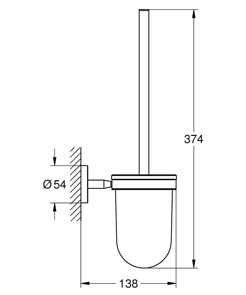 GROHE WC-Bürstenset – Metall Chrom, Klebend, Zum Bohren