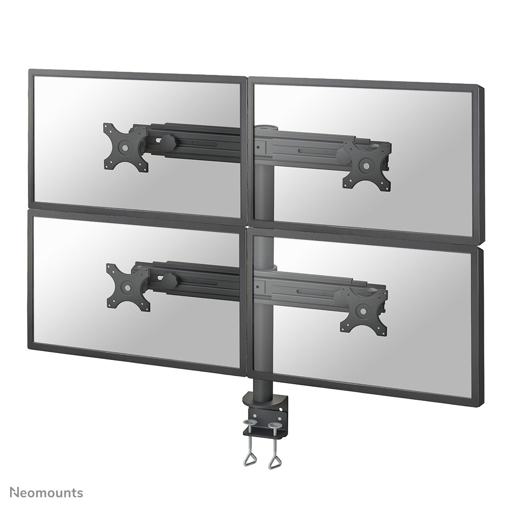 Neomounts FPMA D700D4 – Tischhalterung, Quad, Tischklemme, bis 30", VESA 75 × 75 mm, 32 kg, neigbar, schwarz