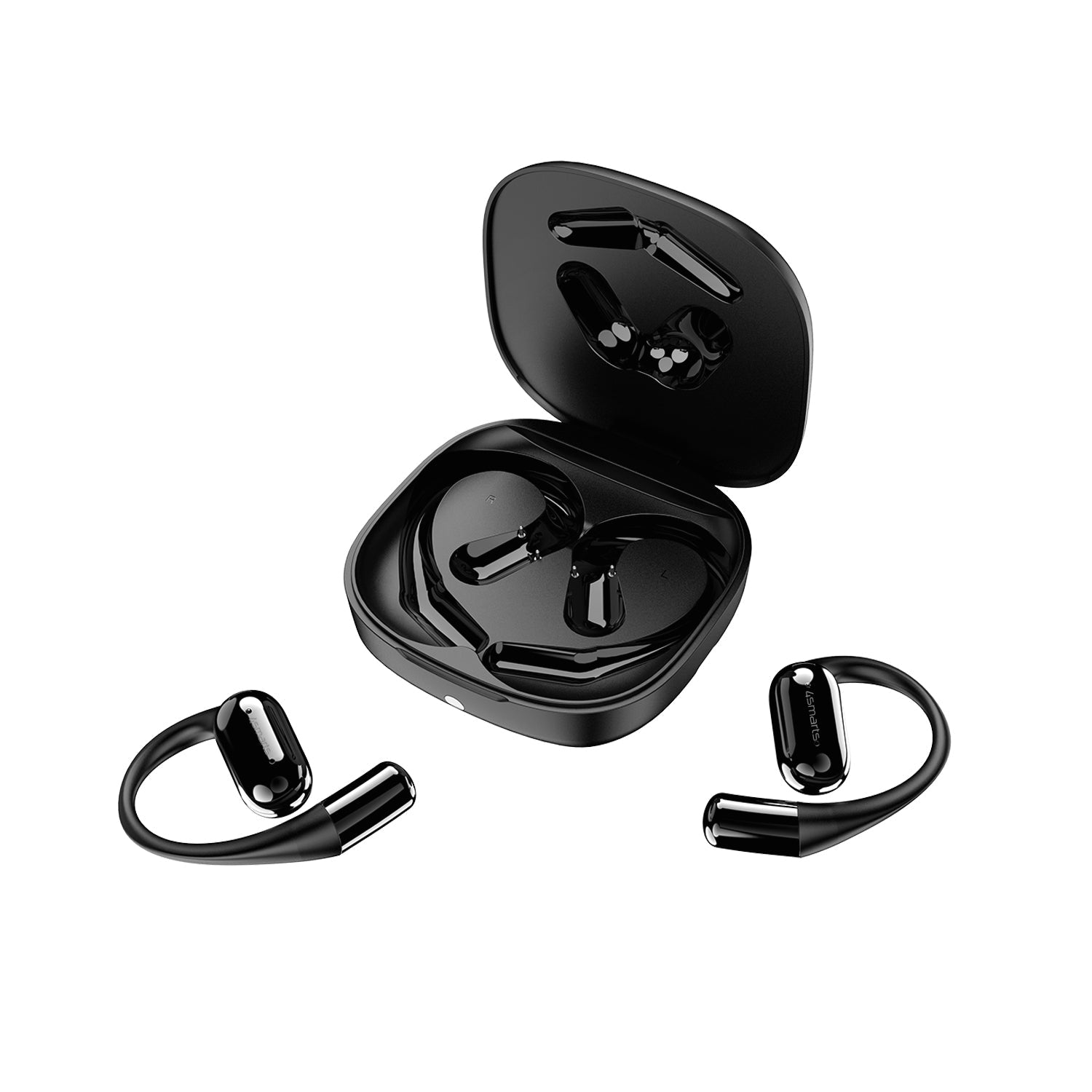 4smarts SkyBuds AI Screen – Open-Ear Headset – Bluetooth, mit Mikrofon, Digitales Display – Schwarz – bis 28 h