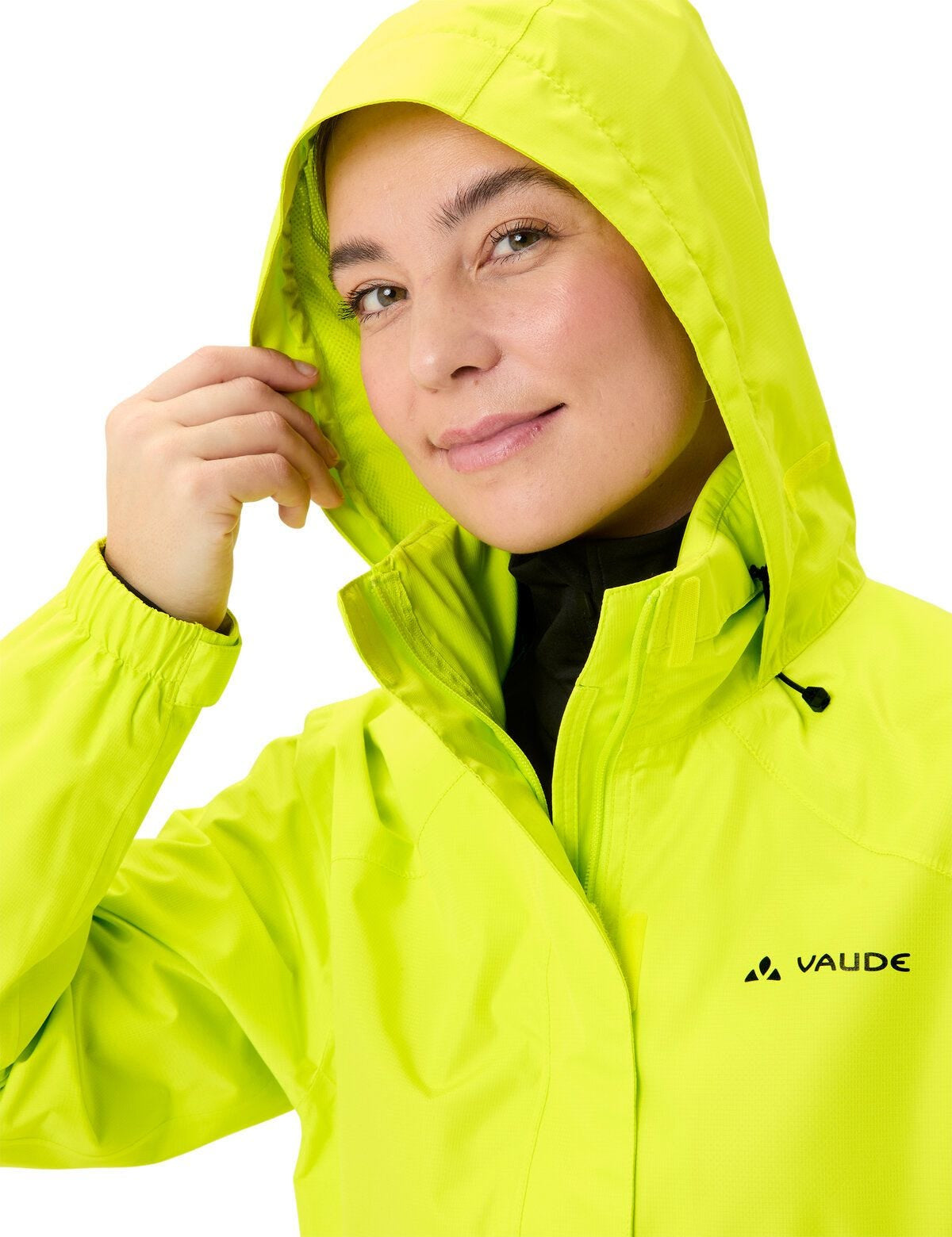 VAUDE Regenjacke Escape Bike Light – Grösse 40 – Gelb/Grün, wasserdicht, mit Kapuze